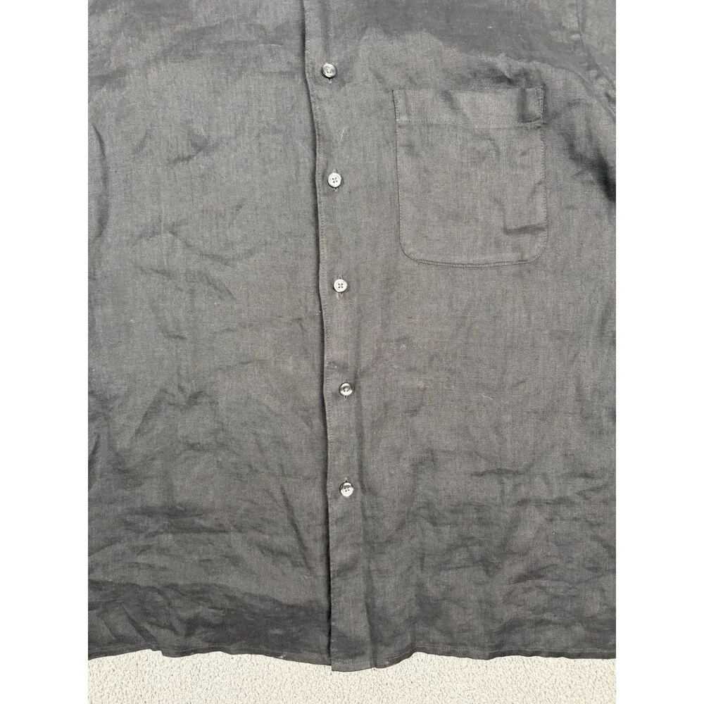 Banana Republic Shirt Mens S Black Irish Linen Short Sleeve Button Up Vacation